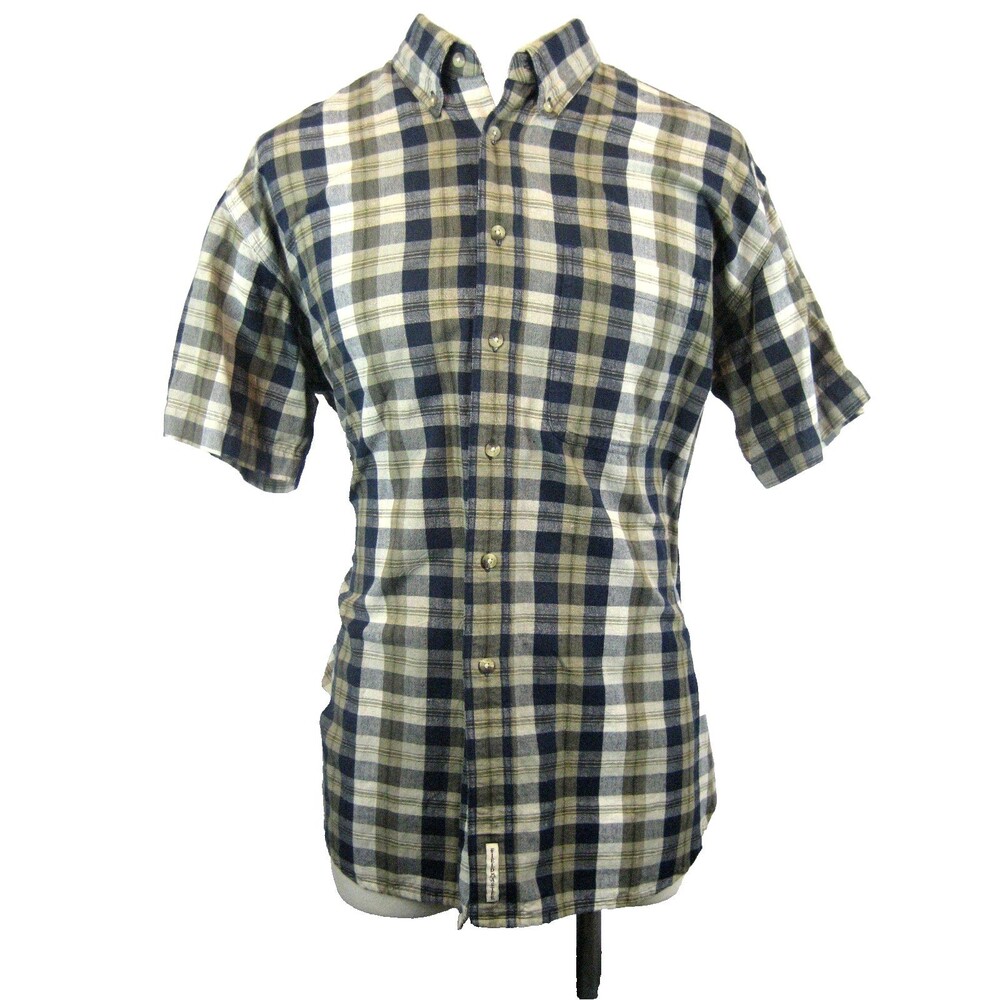 Men's Fieldmaster Cotton/Linen SS Blue Check Casual Shirt size Large